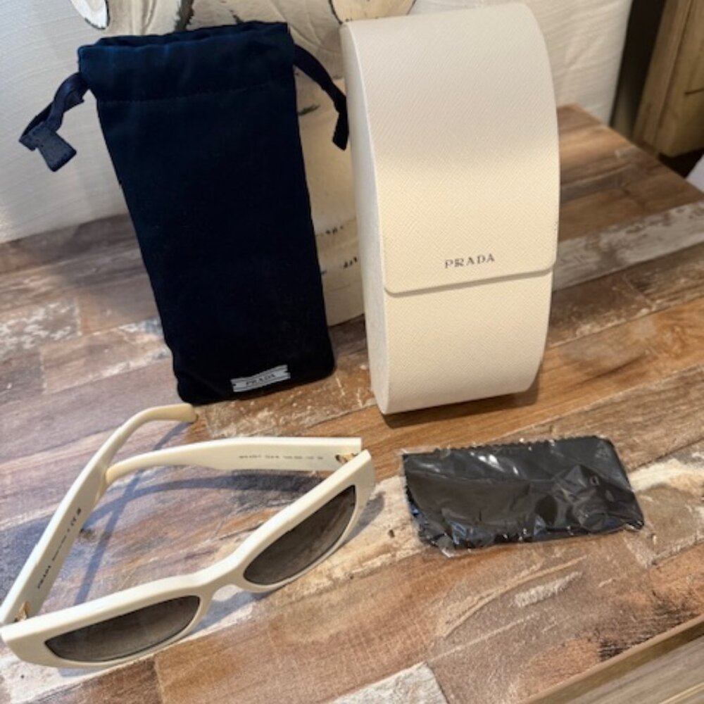 Prada White & Gold Cat Eye Sunglasses - Picture 6 of 7